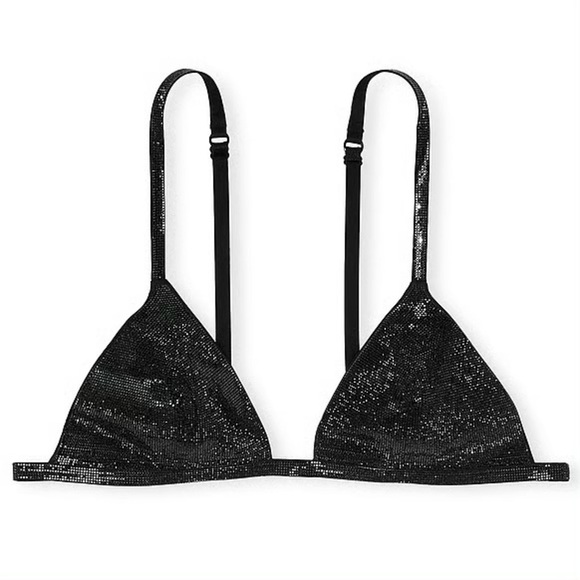 Victoria’s Secret Extra Small Black Very Sexy Shine Triangle Bralette - Picture 1 of 5